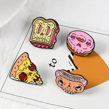 Europe And America New Products Skeleton Food Hot Dog Toast Pizza Donut Brooch Creative Denim Backpack Badge Accessories