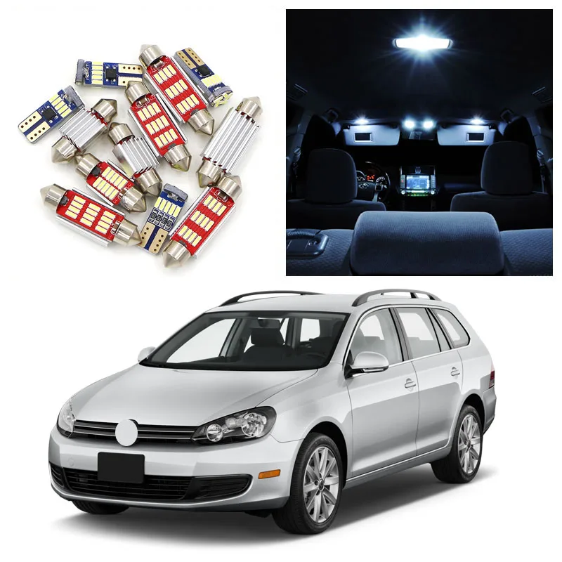 12pcs Super Bright Error Free White LED Interior Light Kit For 2010-2012 Volkswagen VW Jetta Sportwagen Map Door Trunk Lights | Автомобили