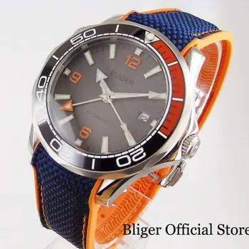 

BLIGER Fashional 41mm Men Watch Sapphire Glass GMT Automatic Movement Rubber Band Rotating Bezel