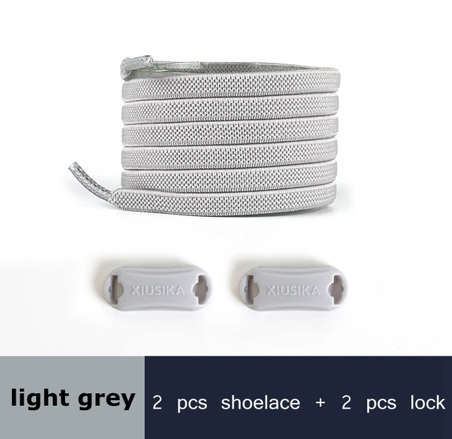 Reticulated Woven Elastic Shoe Laces Flat buckle Lock No Tie Shoelaces Sports Competition Take A Walk Sneakers Lazy Lace light grey