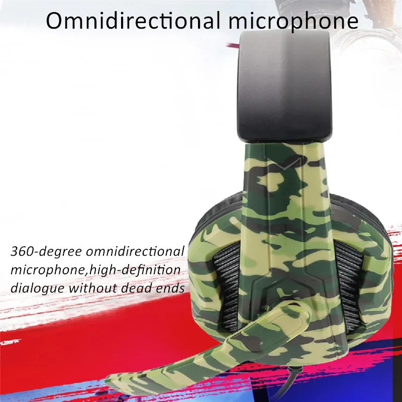 Shoumi Camouflage Gaming Headset Professional Gamer Stereo New Head mounted Headphone Computer Earphones for PS4 PS3 Xbox Switch