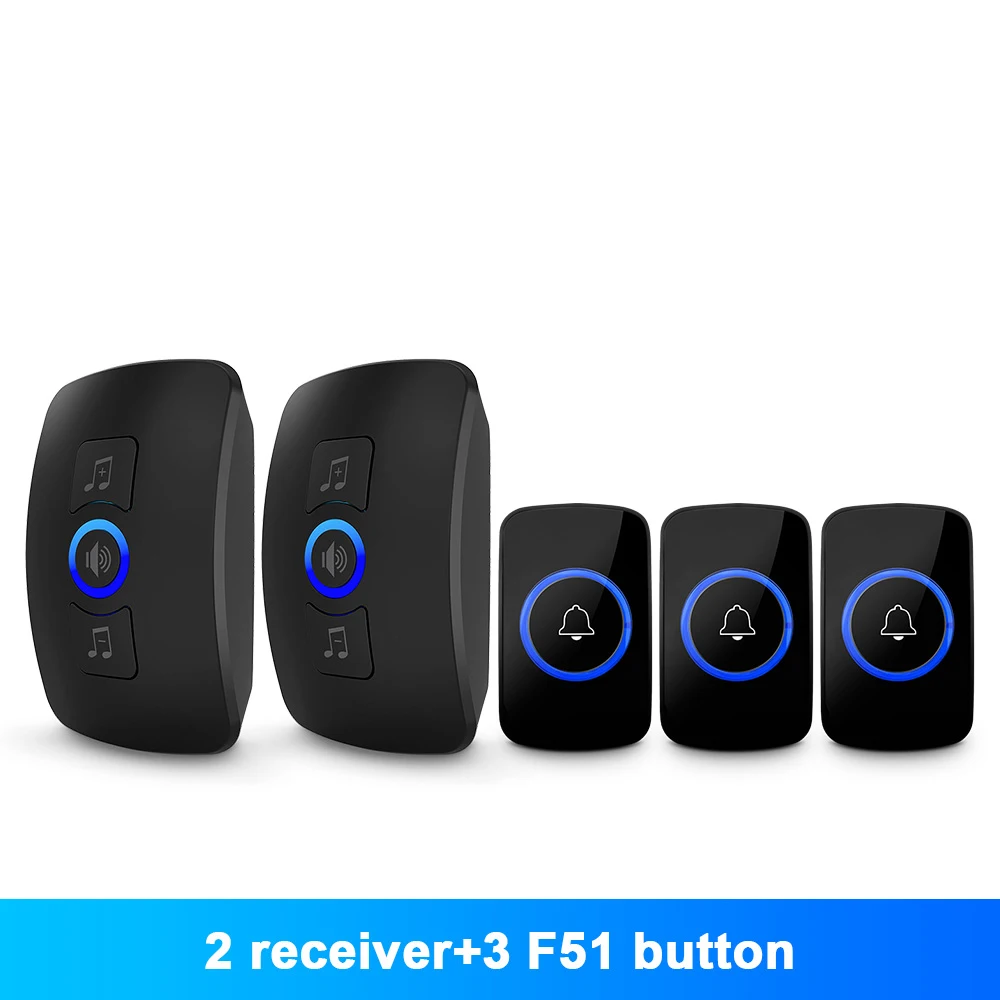 TOWODE Wireless Doorbell System EU Plug 433Mhz Home Security Welcome Smart Doorbell Kit 4 Level Volumes 32 Musics Adjustable door intercom Door Intercom Systems