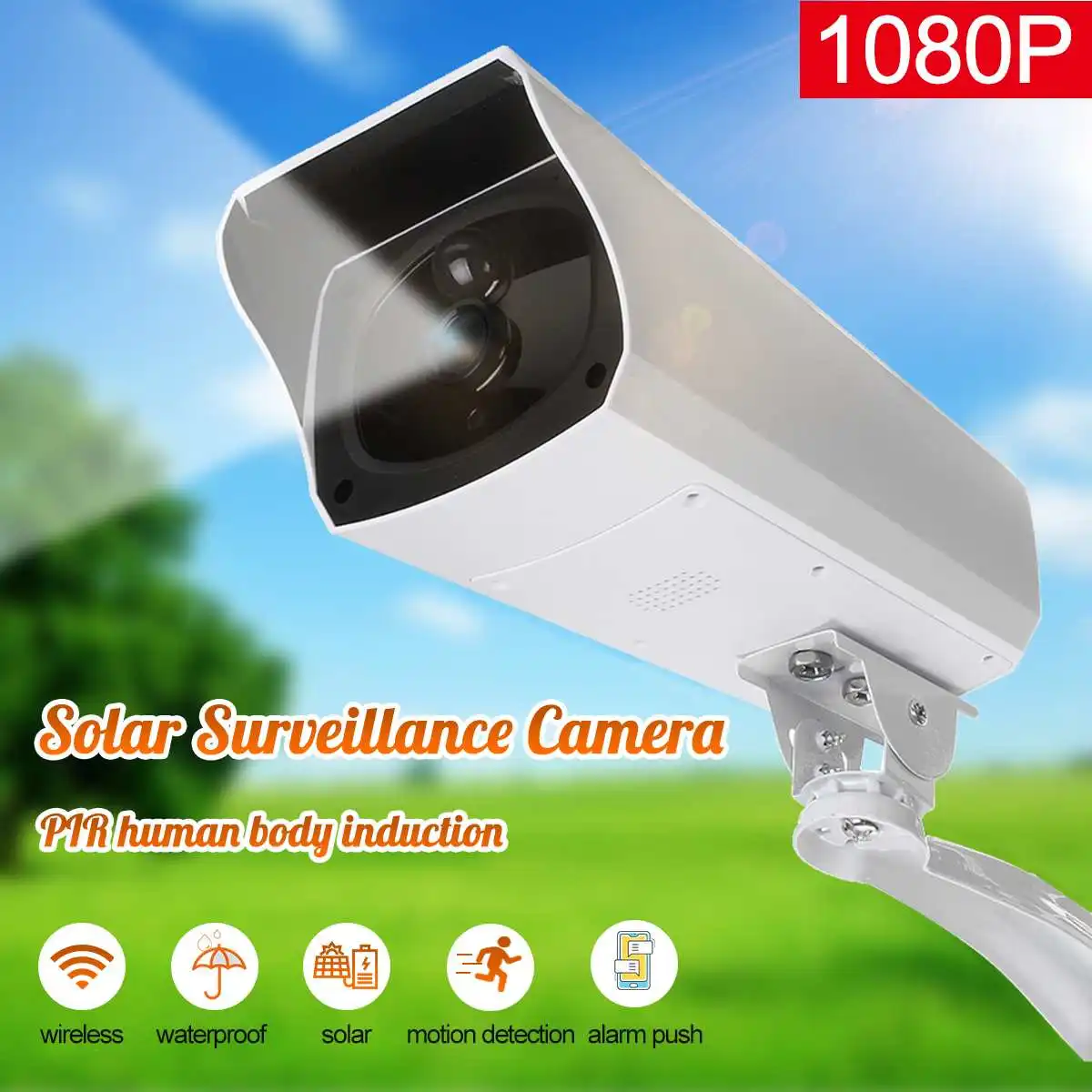 

1080P HD Outdoor Solar Powered WiFi Wireless Home Security Camera Rechargeable Battery IP67 Waterproof IP Camera Night Vision