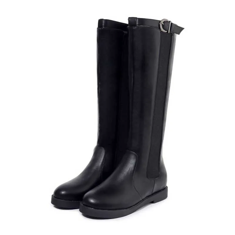 Taoffen Women Retro Knee High Boots Winter Fur Keep Warm Motorcycle Boots Punk Sexy Brand Shoes Women Footwear Size 32-43