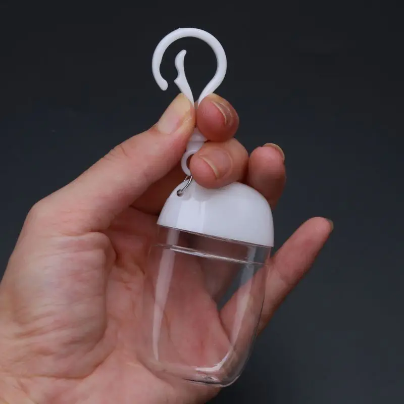 30ml Empty Hand Sanitizer Travel Small Size Holder Hook Keychain Carriers Flip Cap Reusable Portable Empty Bottles 5Pcs