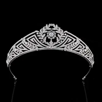 

Luxury Cubic Zirconia Tiara Crown Zircon CZ Diadem Women Girl Bride Headband Party Dress Wedding Hair Accessories Bridal Jewelry