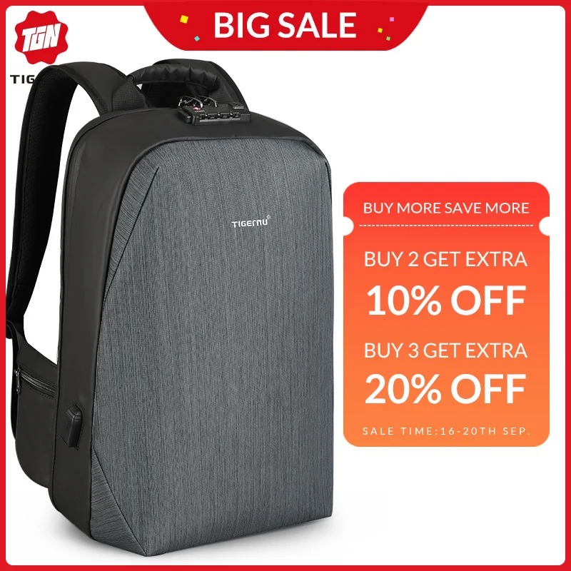 

2019 Anti theft 15.6" Laptop Backpack Men Large Capacity USB Charging Multifunction Business Backpack Male With Free Bag Fashion