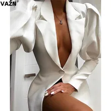 VAZN GSDR110184 Модный деловой костюм белый сексуальный блейзер с лацканами полный рукав Открытый Ночной клуб отложной воротник пальто