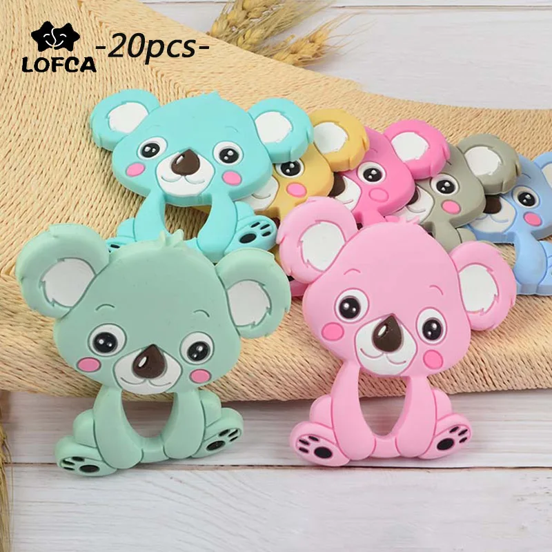 

LOFCA Wholesale 20pc Koala Baby Teether Animal Pacifier Pendant Food Grade Silicone BPA Free Baby Teething Toy Chew Nursing Gift