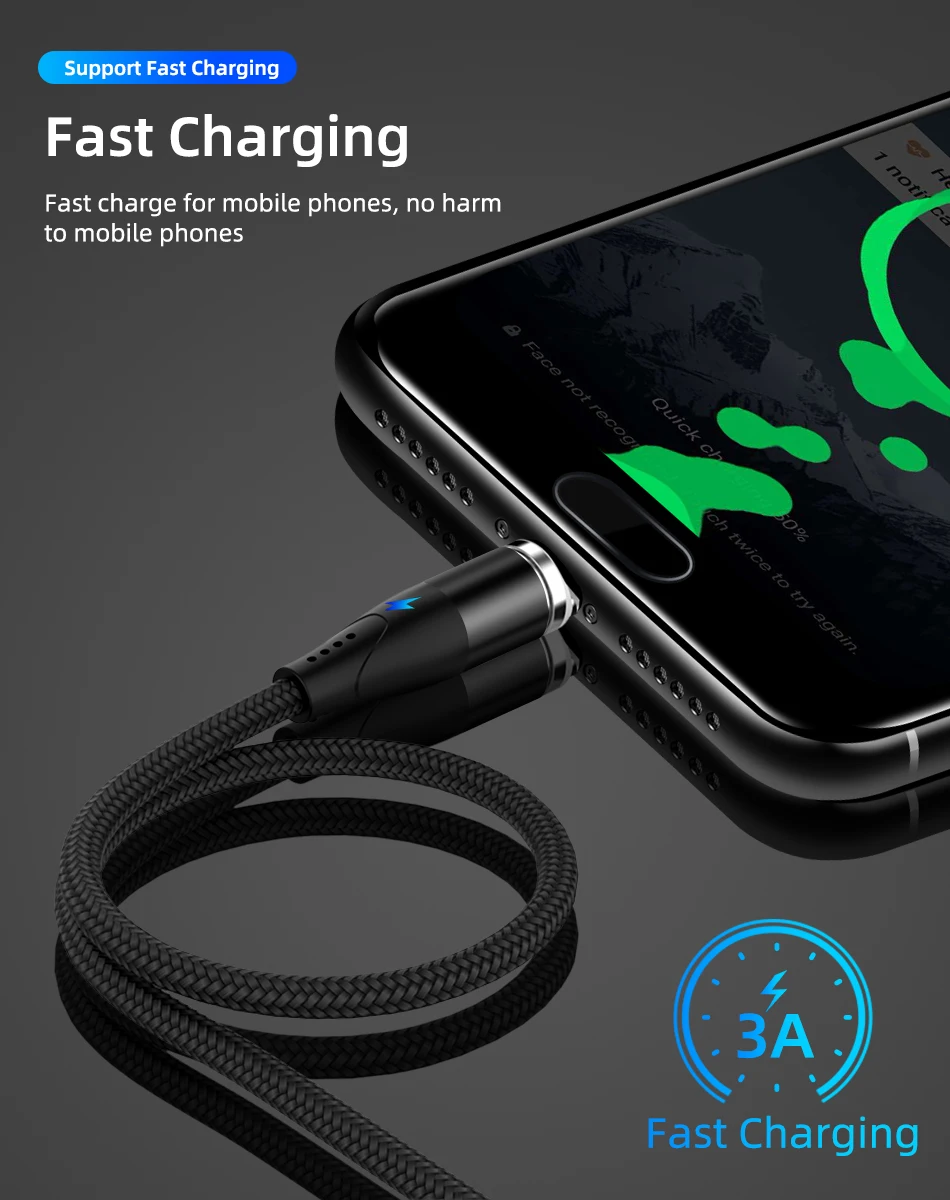 5A Magnetic Charging Cable Micro USB Charger Type C for Samsung Huawei Supercharge Magnet Phone Cord Flash Charge USB Cable