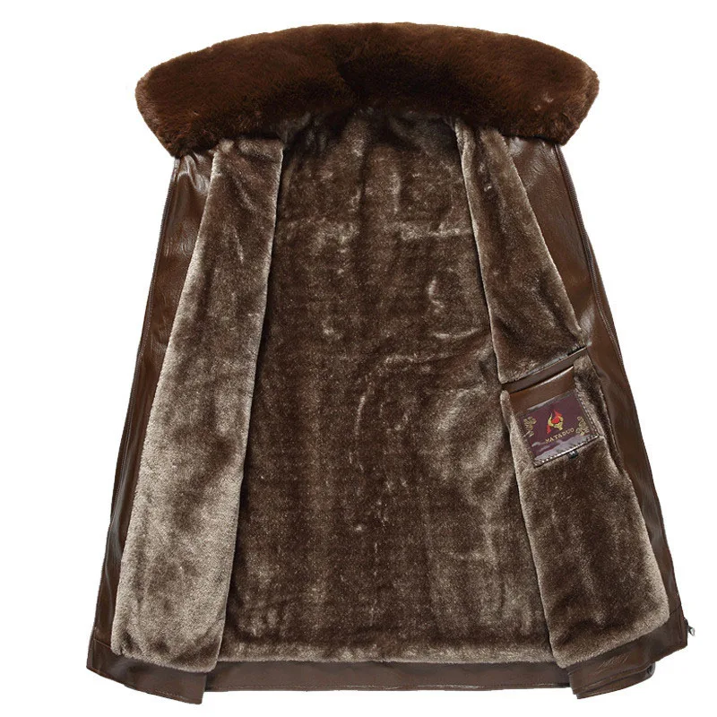 Low Price Leather Jacket Men 2019 New Male Fur Collar Detachable Biker Jackets Plus Velvet Thick Warm Fur Coat Chaqueta Moto Hombre