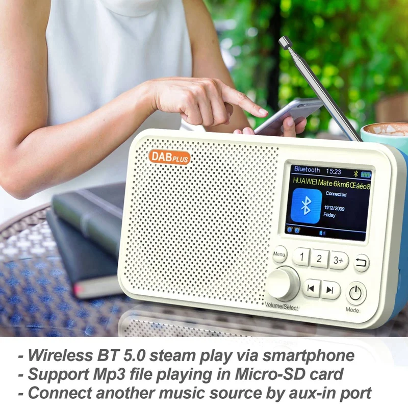 Портативный цифровой радиоприемник DAB/DAB + и FM с Bluetooth TF картой mp3-плеер цветной