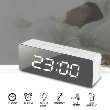 

Alarm Clock Digital LED Large Display Portable Modern Battery Operated Mirror Intelligent Alarm Clock with LED Digital Screen