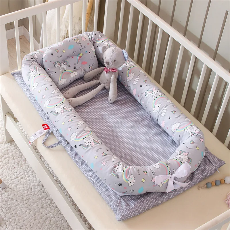 Unicorn ash no quilt Портативная детская кровать для новорожденных, изолированная кровать, мультяшная хлопковая детская бионическая кровать, детская люлька, детская кроватка для переноски - Цвет: Unicorn ash no quilt