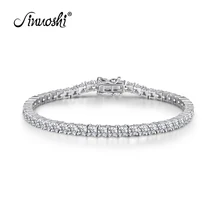 AINUOSHI Luxury 925 Sterling Silver 3mm Round Stone Tennis Bracelets for Women 8'' 7.5'' 7'' Length Silver Bracelet Jewelry