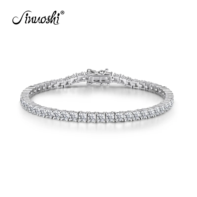 

AINUOSHI Luxury 925 Sterling Silver 3mm Round Stone Tennis Bracelets for Women 8'' 7.5'' 7'' Length Silver Bracelet Jewelry