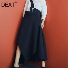 [DEAT] юбка с завышенной талией, с неровным шлицем, с перекрестными лямками, женская мода, весна-осень, 13D786