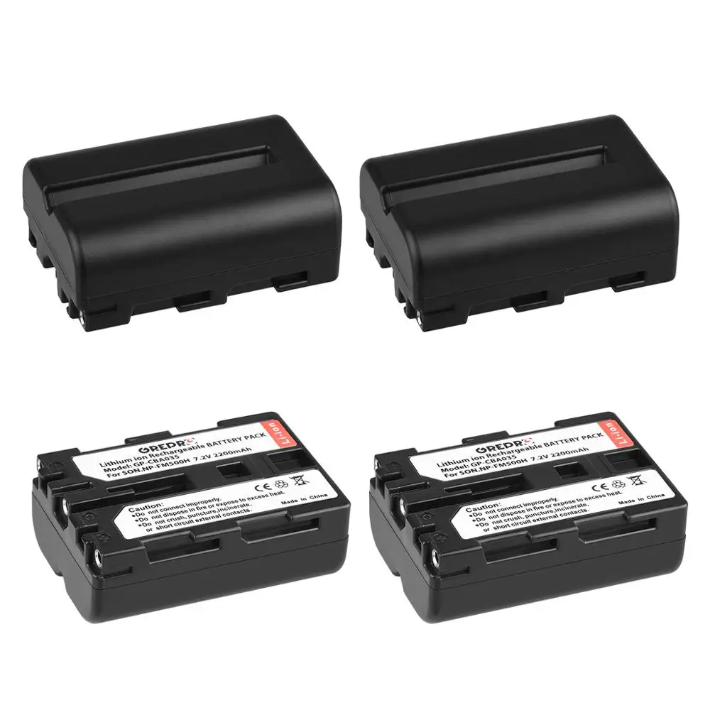 2 Pcs 2200mAh NP-FM500H NP FM500H Battery + LED Dual USB Charger with type-C port for NP-F550 NP-FM50 Sony Alpha A58 A350 A500 