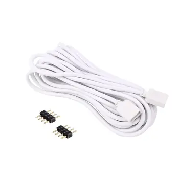 

Lead 5M PVC Covered Accessory Lamp Replacement LED Light Extension Cable Wire with 4 Pin Male Connector Long Practical White