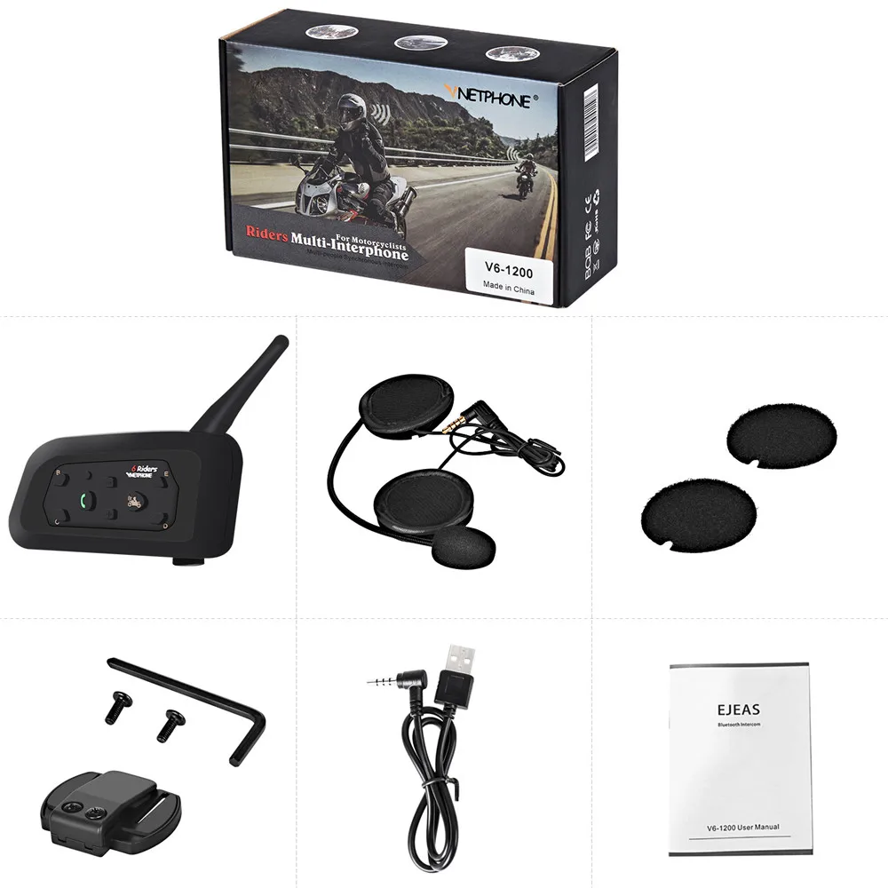 V6-1200, мотоциклетный шлем, Bluetooth наушники, 1200 метров, дуплекс, для езды, Bluetooth, рация, гарнитура для спорта