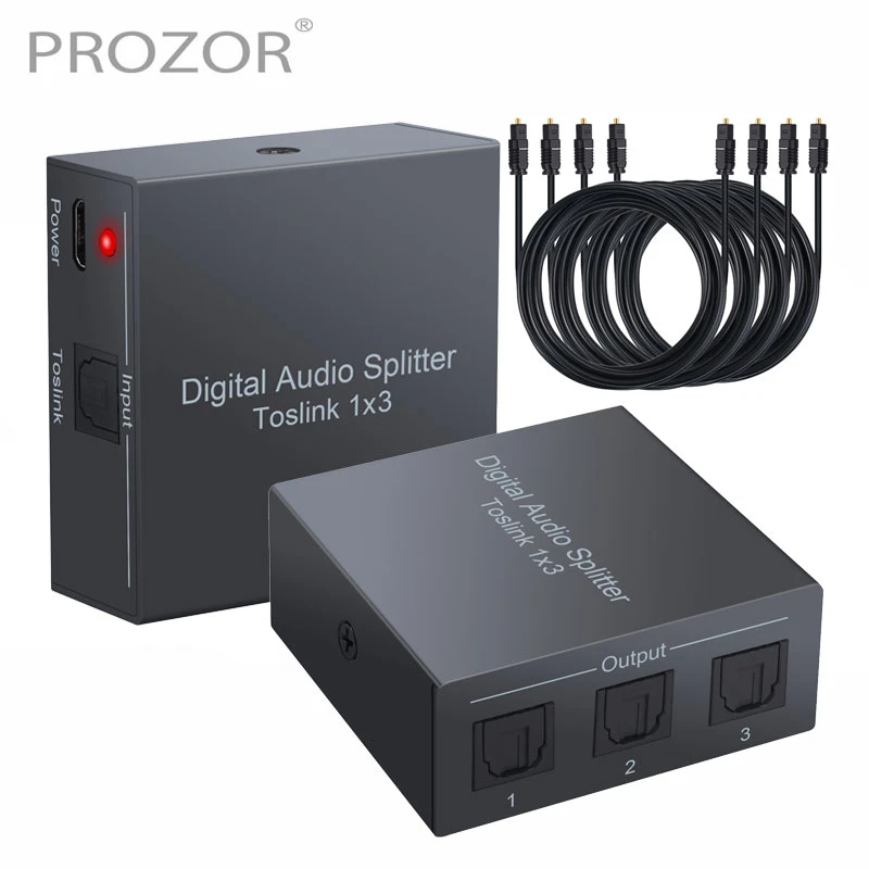 3 Way Spdif Toslink Optical Digital Audio Splitter One Input 3 Outputs