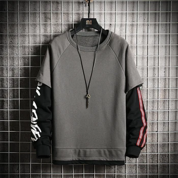 

Men Sweatshirt patchwork Men Quality Sportswear plus Size hoodies Male Streetwear Pullover Men color block
