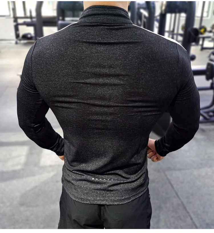 Long Sleeve Zipper Men's Fitness & Bodybuilding T Shirt - Men's Fitness ...