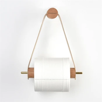 

Tissue Holder Multifunction punch-free Wood Color Retro-Styled Wall Mount Paper Towel Rack Bathroom Supplies Storage Shelf