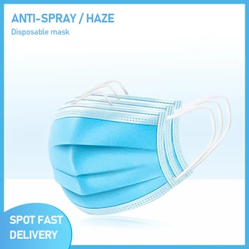 

Spot Sales 100PCS Disposable Face Mouth Protect 3-Layers Filter Dustproof Earloop Meltblown Cloth Face Masks Mascarillas