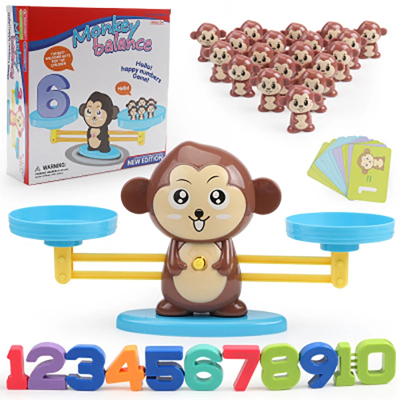 

Monkey Digital Balance Scale Toys Early Learning Balance Children Enlightenment Digital Addition and Subtraction Math Match Toy
