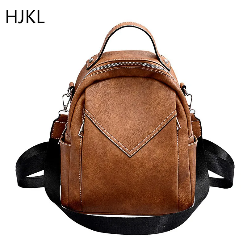 

HJKL Solid Color PU Leather Backpacks for Women 2020 Fashion Female Small Backpack Lady Back Pack for School Teenagers Girls