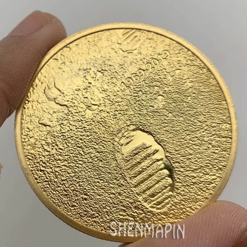 1969- 50-летие Аполлона 11 Лунная посадка золотые коллекционные монеты США космические лунные следы памятная монета