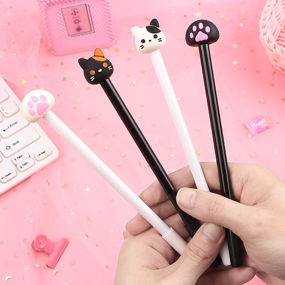 4 шт./лот Kawaii Cat гелевая ручка Papelaria мультфильм C школьные принадлежности