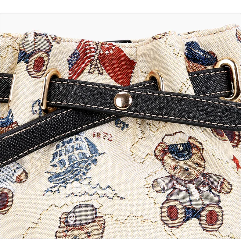 Danny Bear Navigation Bear серия Женская белая ткань материал сумка через плечо DBWB8115048-160W