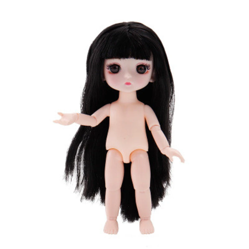 

17 cm nude baby with white skin 13 joints 8 points doll 3D real eye BJD change makeup dream doll