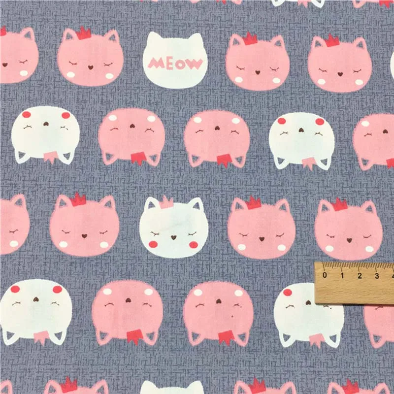 pink cat Хлопок мультфильм Серый Милый Розовый Белый Аква Кот портрет ромб саржа ткань для детей постельные принадлежности лист одежда платье домашний декор - Цвет: pink cat