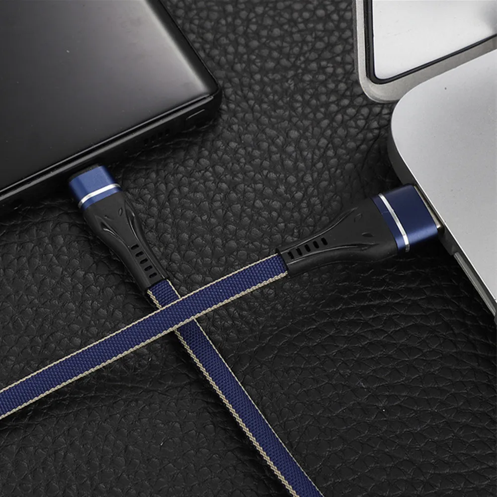Usb type-C кабель 1 м для huawei samsung oppo Быстрая зарядка кабель для передачи данных USB C для xiaomi htc vivo плоский плетеный провод красный синий серый
