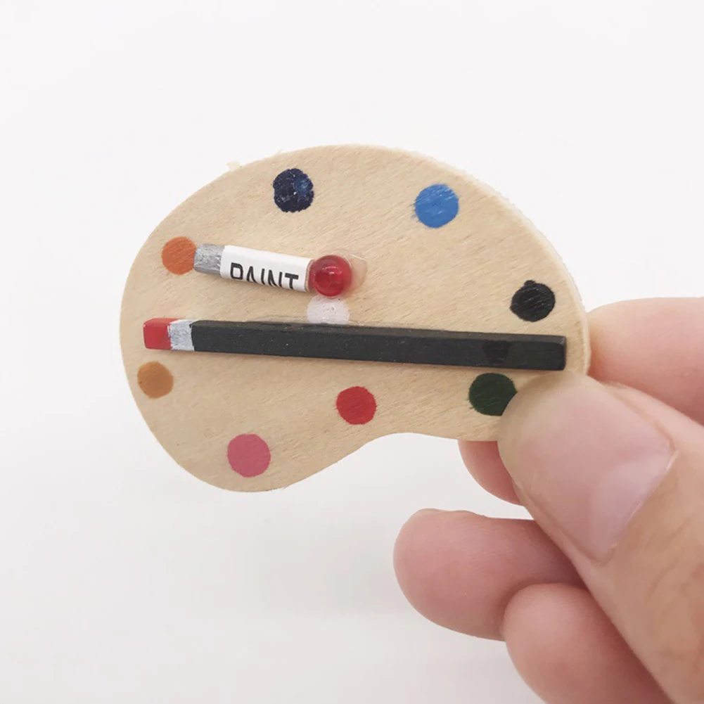 1/12 Doll House Paintbox Painting Easel Palette Miniature Art Room Scene Decor Home Furniture Miniature Figurines