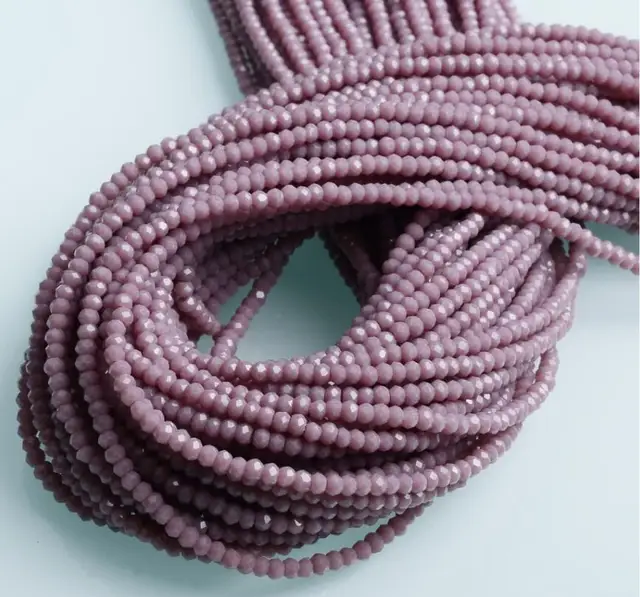 1mm/150-160pcs/strand  2mm/180-190pcs/strand Crystal Rondell Faceted Glass Beads Small Beads Sead Beads for Jewelry Making Diy 16 little purple