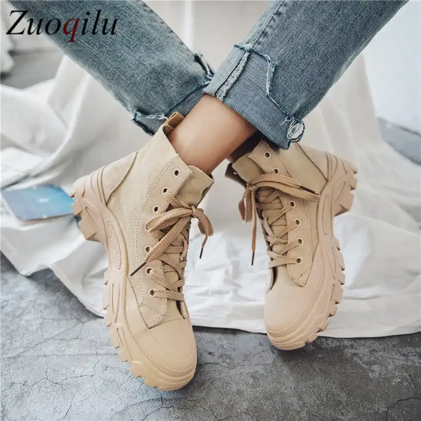 Botas militares mujer beige Clearance