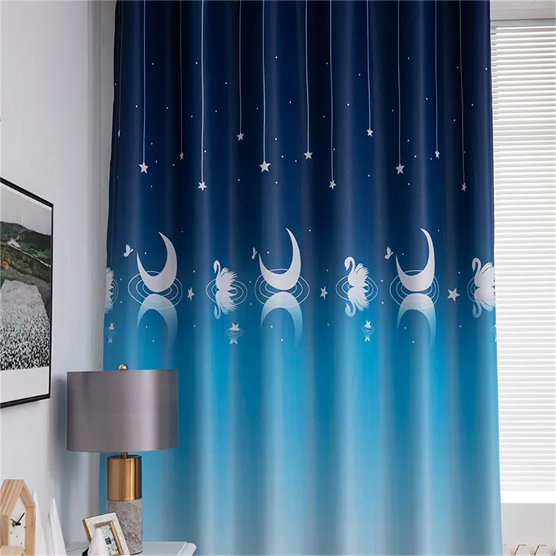 Swan Print Curtains Living Room Blackout Polyester Curtains Comfortable Window Blinds For Door Curtain Or Cackground Home Decor