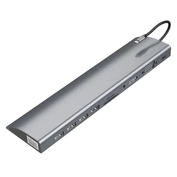 

11 in 1 USB C Hub /Type C Data Hub With 11-Port 4 USB 3.0 +4K HDMI +TF +SD +Type C PD +RJ45+VGA+ 3.5MM Audio Ports