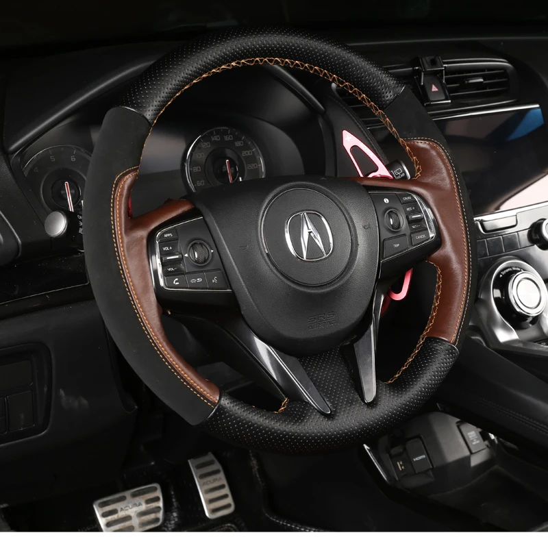 

For Acura CDX DIY leather suede car steering wheel cover modified interior accessories four seasons general