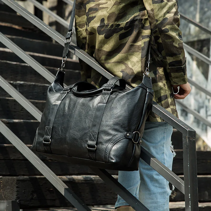 KUDIAN BEAR, Мужская Дорожная сумка из искусственной кожи, водонепроницаемая сумка, черная модная сумка для багажа, многофункциональные большие мужские сумки, BIG039 PM49