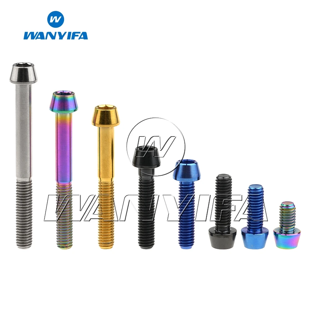 Винты для велосипеда waniifa, титановые/Ti M5X20 25 30 35 мм, шестигранные болты с конической головкой