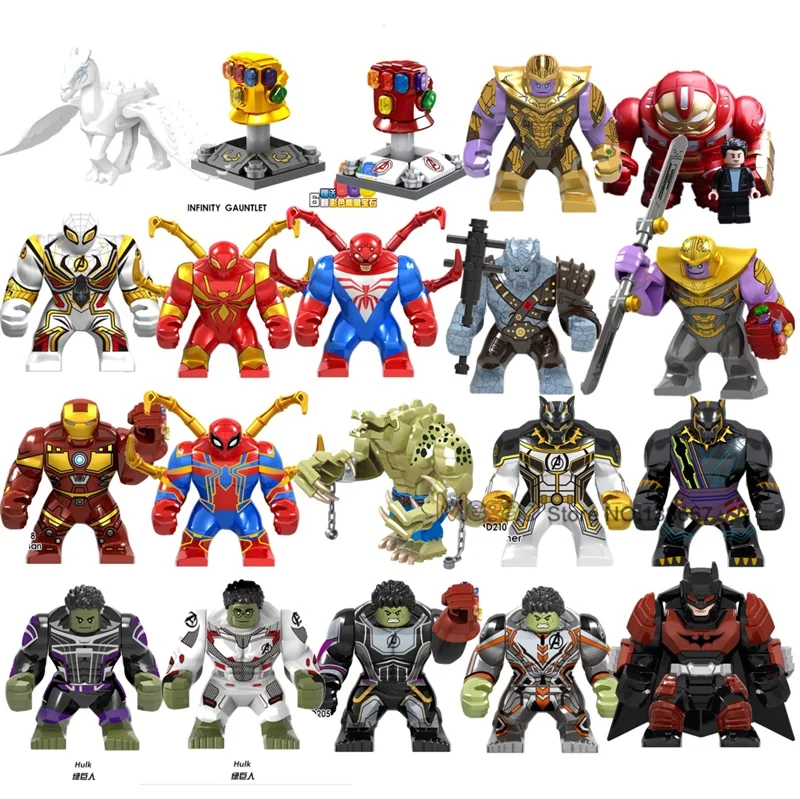 

Marvel Big Killer Croc Iron Man Spiderman Hulk Black Panther Batman s Thanos Infinity Gauntlet Building Blocks Toys Gifts