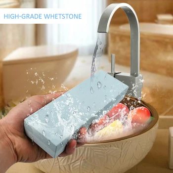 

Hot Double-sided Bicolor Whetstone Cutter Sharpener Stone for Kitchen White Corundum Sharpening Tool with Silica Gel Underlay