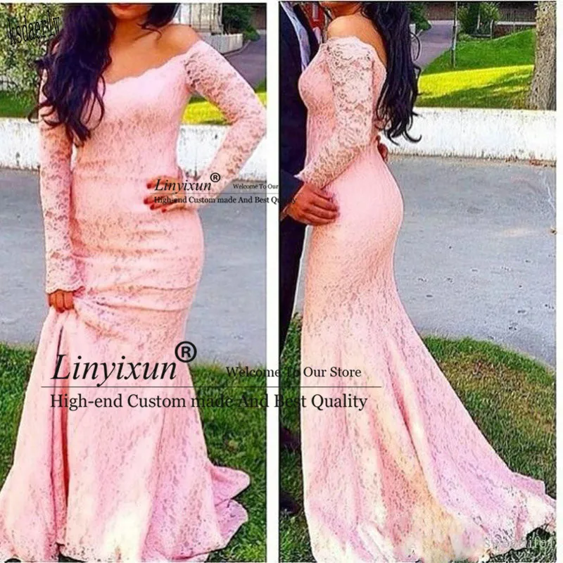 Кружевные платья для выпускного вечера с длинным рукавом и открытыми плечами, Сексуальные вечерние платья размера плюс, вечерние платья со шлейфом