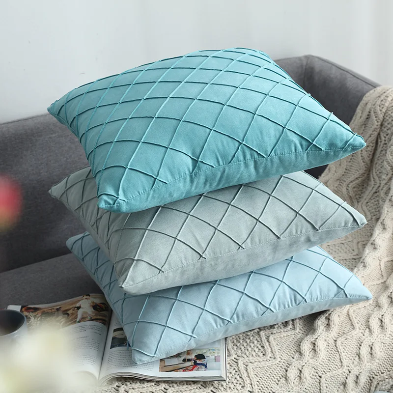 

Pillowcase Solid Color Cushion Cover Modern and Simple Plush Plaid Pillowcase Office Home Sofa Decoration Without Pillow Core