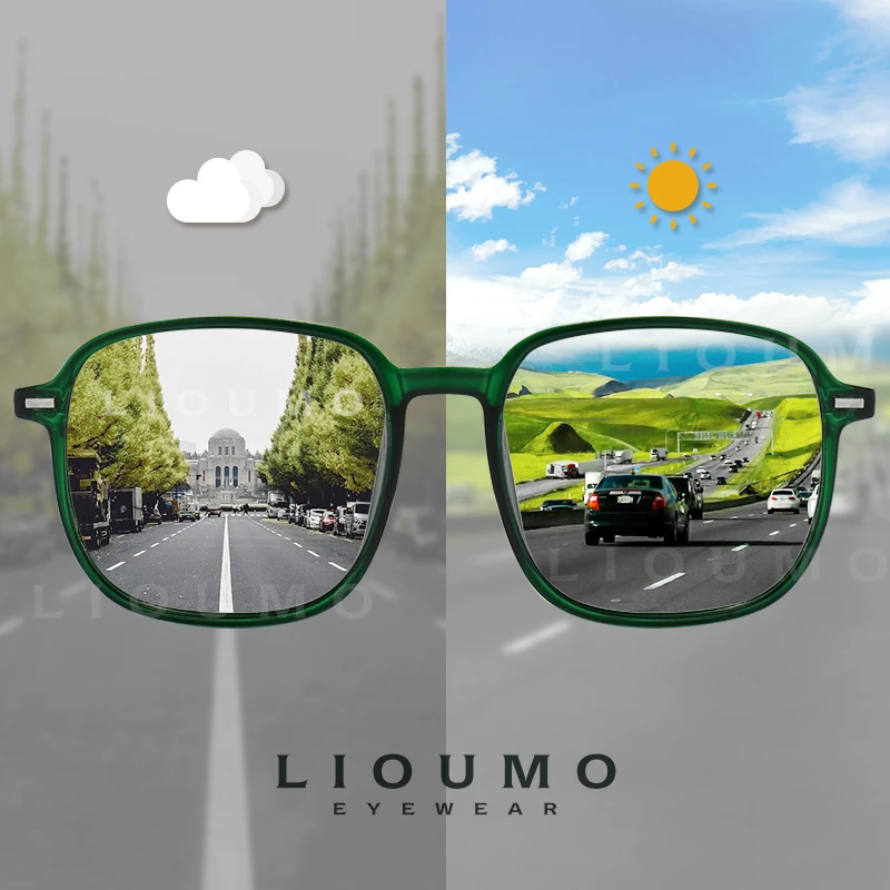 LIOUMO Fashion Sunglasses For Women Photochromic Eyewear Men's Polarized Driving Glasses Unisex Trendy Chameleon Lens zonnebril sunglasses for women